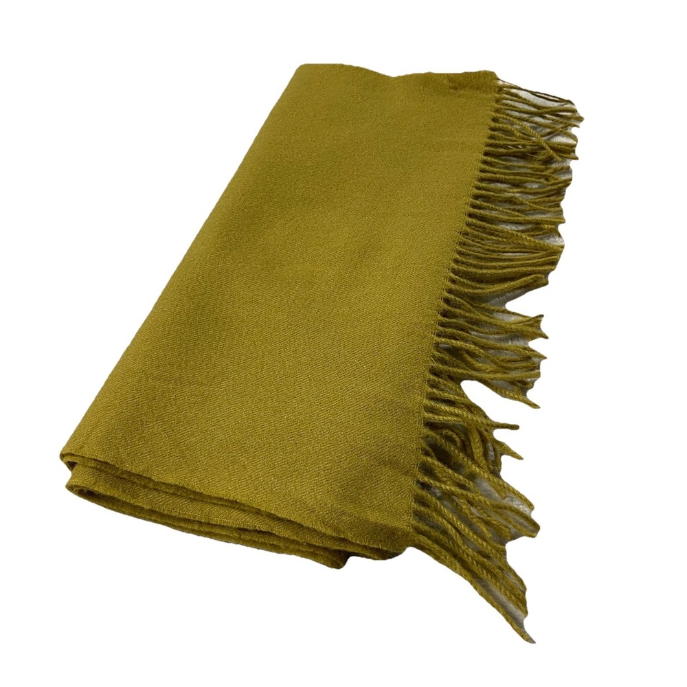 Bruestle 100% Wool Scarf Wrap 17"x66" Green Quiet Luxury Minimalist Chic Forest - Picture 2 of 8